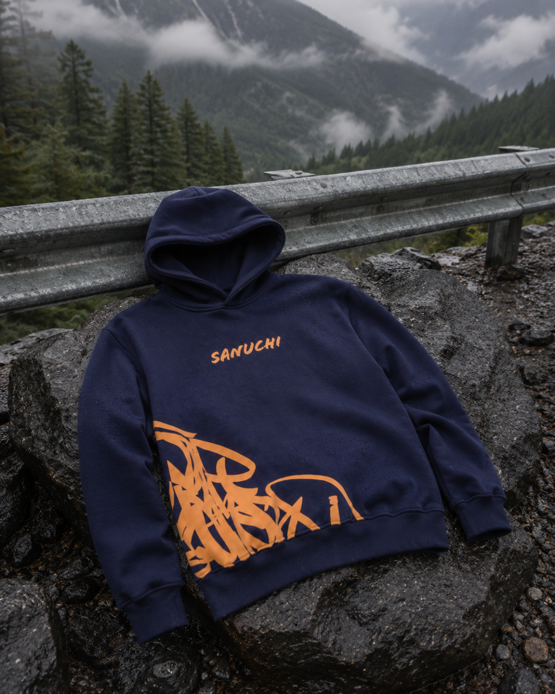 Golden Script Hoodie - Navy Blue