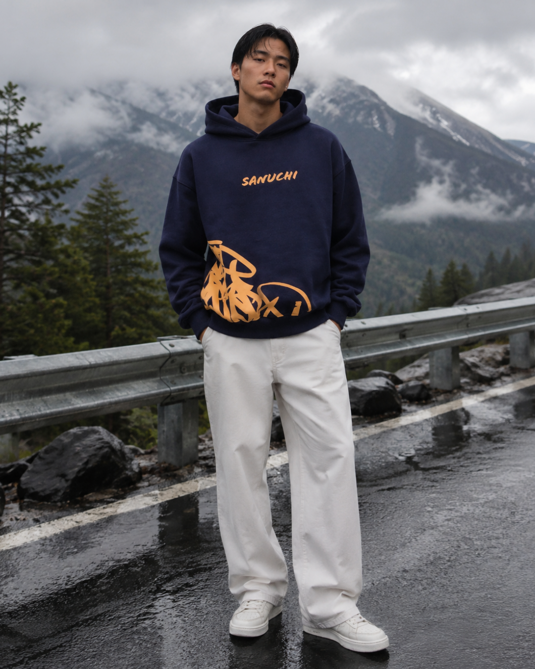 Golden Script Hoodie - Navy Blue