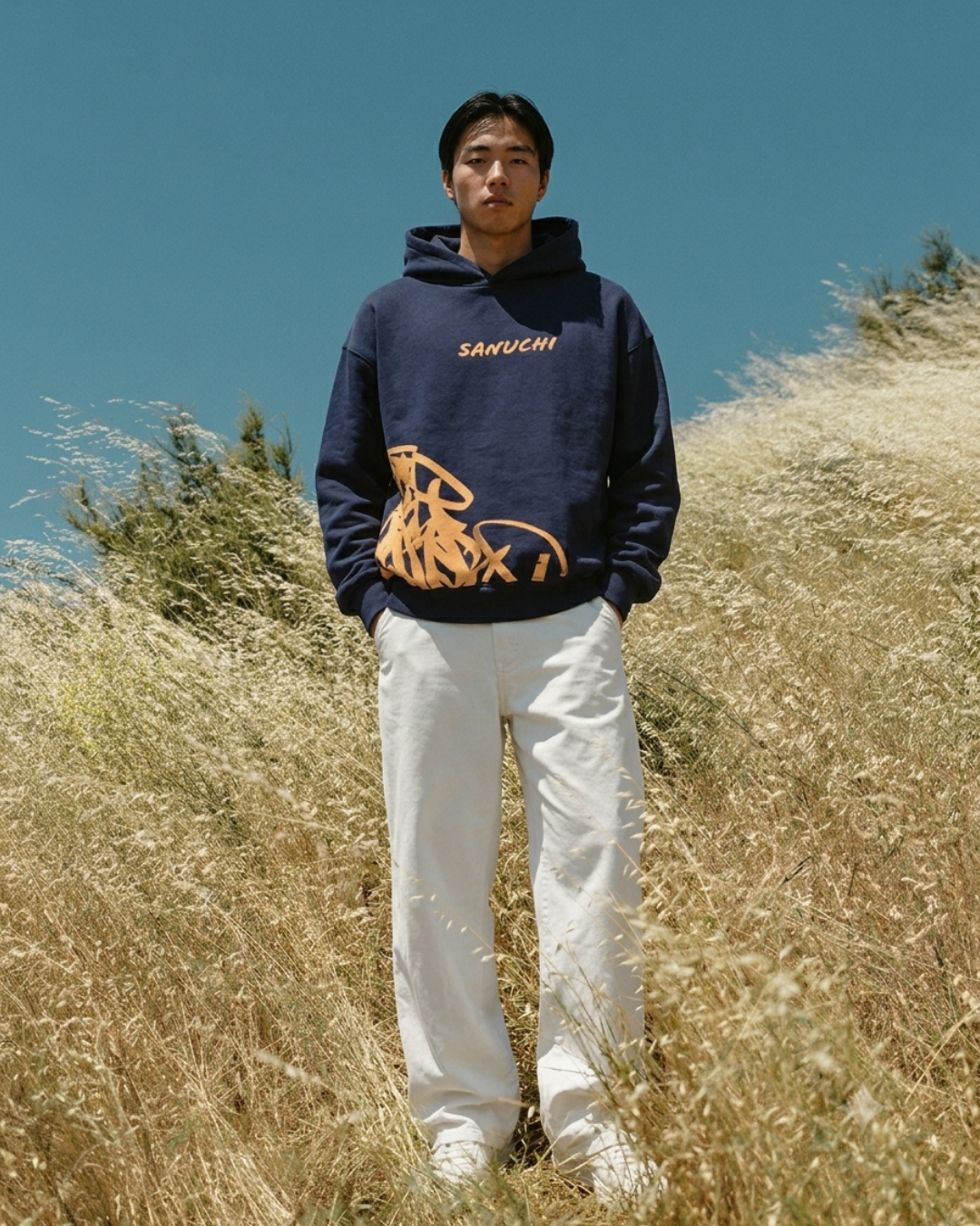 Golden Script Hoodie - Navy Blue