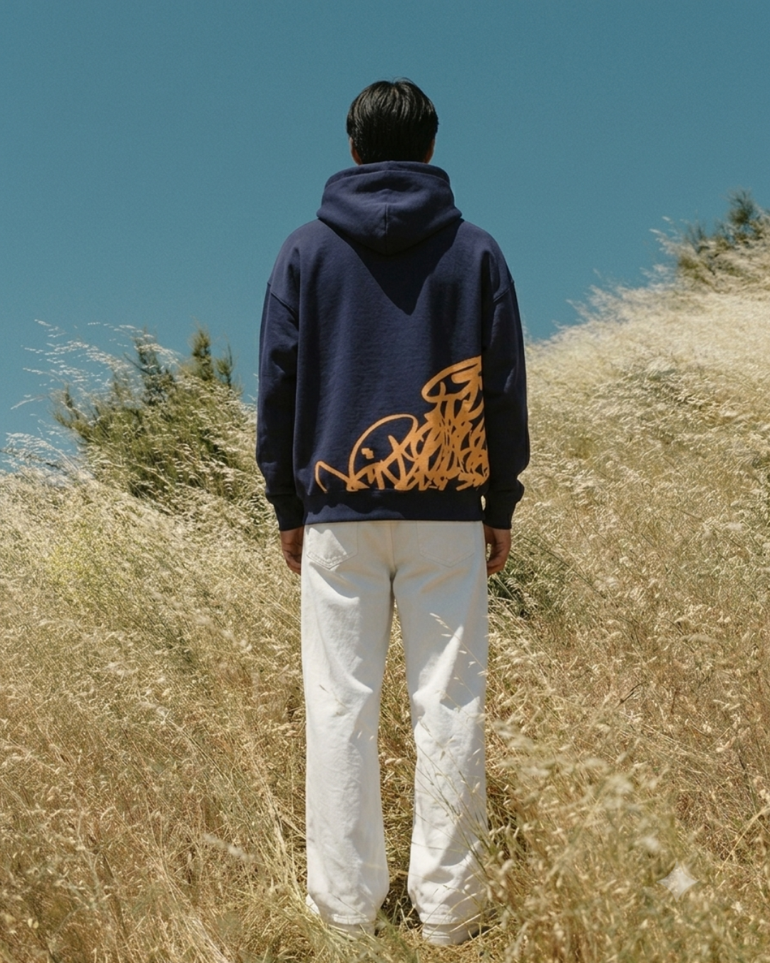 Golden Script Hoodie - Navy Blue
