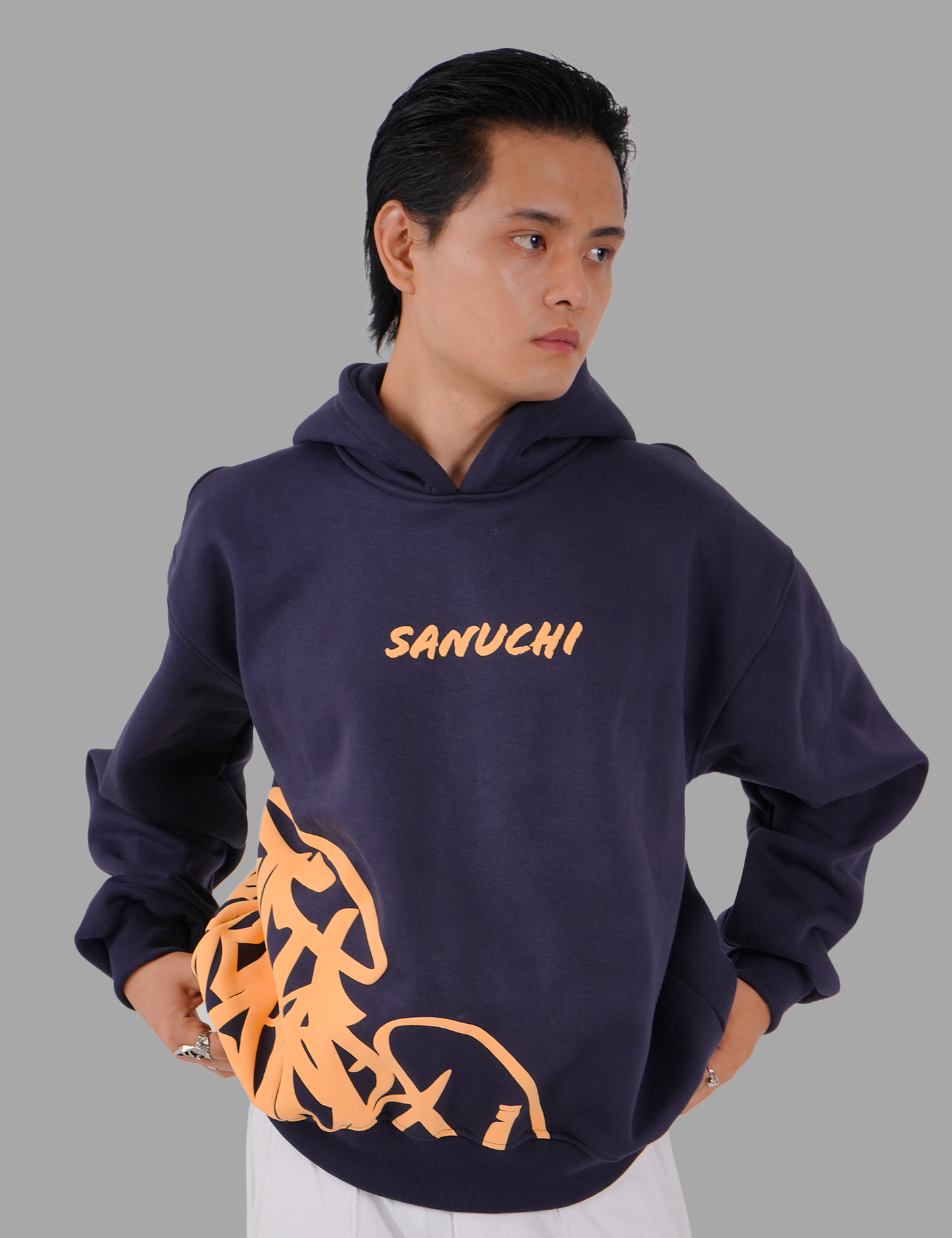 Golden Script Hoodie - Navy Blue
