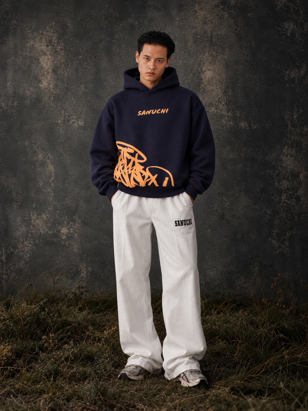 Golden Script Hoodie - Navy Blue