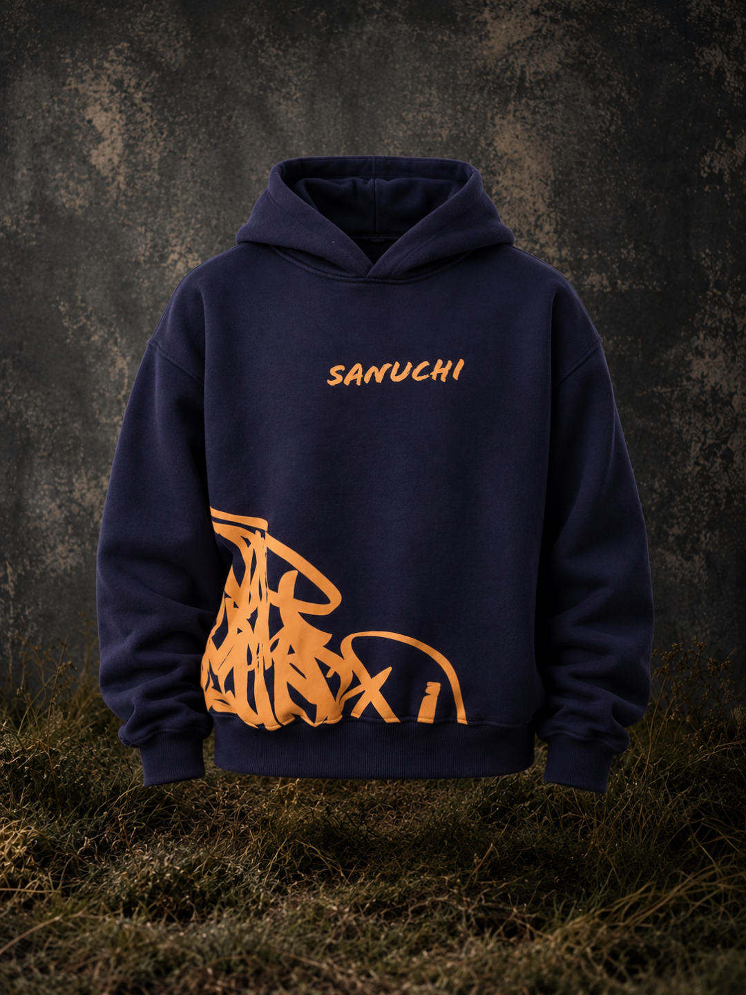 Golden Script Hoodie - Navy Blue
