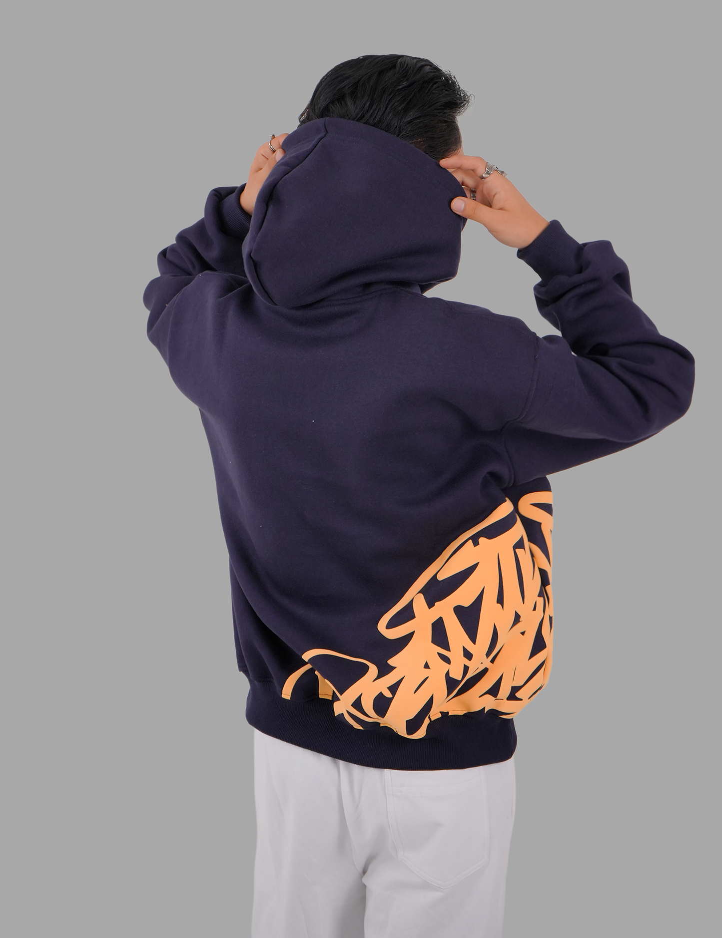 Golden Script Hoodie - Navy Blue