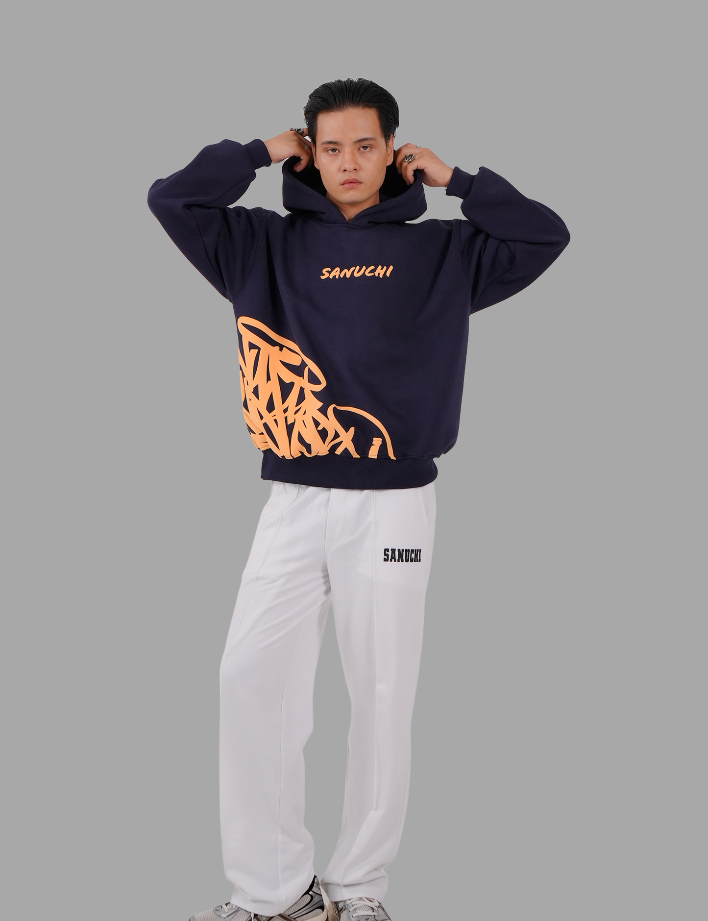 Golden Script Hoodie - Navy Blue