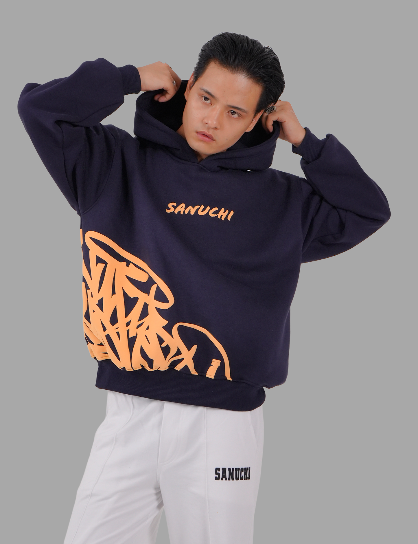 Golden Script Hoodie - Navy Blue