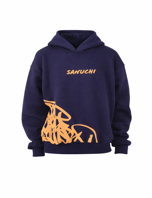 Golden Script Hoodie - Navy Blue